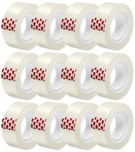 12 Rolls Transparent Tape Refills 3/4 x 1000 Inches for Office, School, Home - Picture 1 of 6