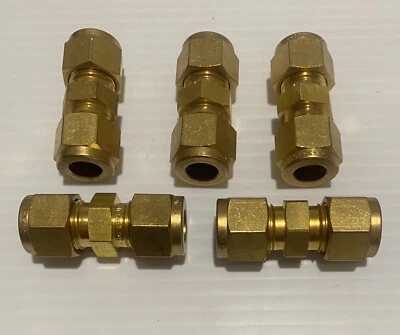 5- Swagelok B-600-6, Brass Union 3/8" Tube OD (Lot Of 5) - Image 1 of 2