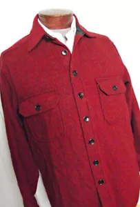NICE Vtg LL Bean Mens Northwoods Style Wool Bld Shirt Jacket Red/Black Med - Picture 1 of 9