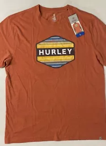 HURLEY Men's Logo Graphic T Shirt TEE 100% Cotton Classic Fit LARGE ORANGE/RED - Picture 1 of 8