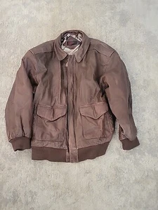 Vintage General Clothing Company LTD Brown Leather Bomber Jacket mens large.(T2) - Picture 1 of 7