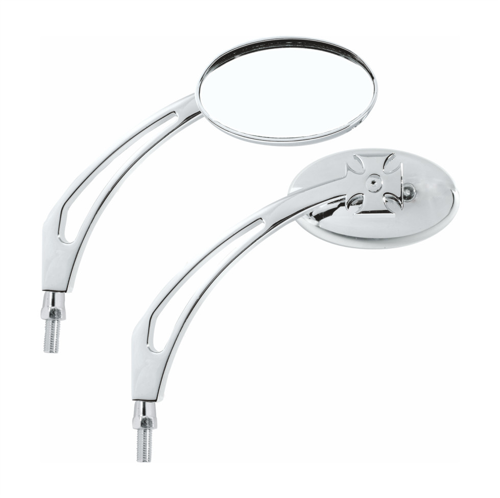 Specchietti Retrovisori Moto Cromati Universal - 14x8 Cm Per Scooter, Cruiser, Chopper E ATV