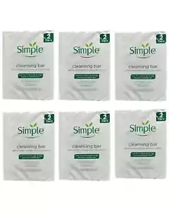 6 Simple Cleansing Soap Bar With Pro-Vitamin B5 Twin Pack 100g (12 Soaps ) - Picture 1 of 5