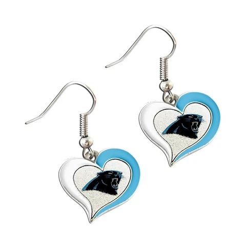 Carolina PANTHERS Swirl Heart Dangle LOGO Earrings Cover