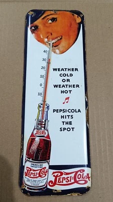Vintage Glass Thermometer PEPSICOLA - PEPSI COLA No porcelain 40'S-50'S era - Image 1 of 2