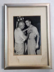 Framed Released Military Photo Soldier Being Pinned Official Photograph US Navy - Picture 1 of 7