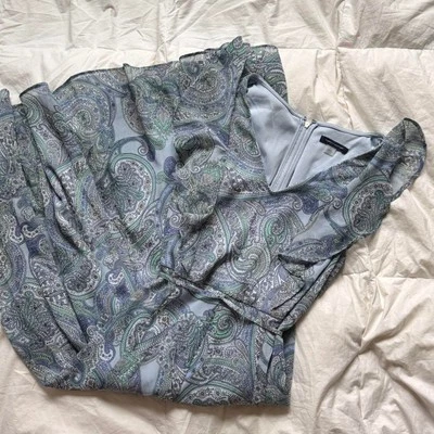 Tommy Hilfiger Talla 4 y2k Bebé Azul Gasa Floral Paisley Midi Vestido Cottagecore Foto 1 de 4