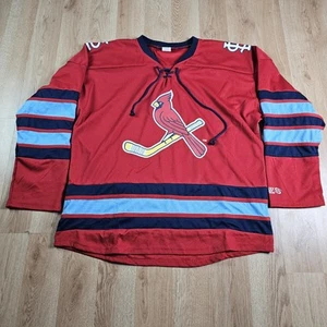 St Louis Cardinals Hockey Jersey Mens XL Baseball Red Lace Long Sleeve Blues - Picture 1 of 7