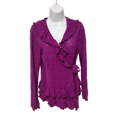 Cárdigan Guinevere Anthropologie Recital Volantes Mujer XL Ajustado Púrpura Balletcore Foto 1 de 4