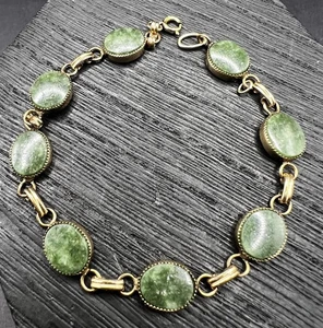 Winard Armband 12k Gold Filled Jade grüner Stein Vintage  - Bild 1 von 7