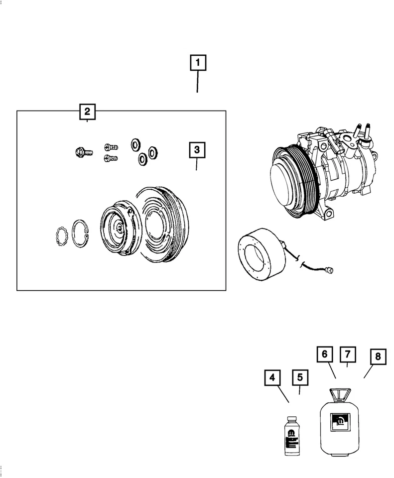Genuine Mopar A/C Compressor Clutch Overhaul Kit 68405122AA - Image 1 of 1