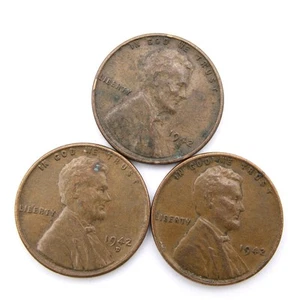 1942 P D S Lincoln Wheat Cent Penny 3 Münzen [CL47] - Bild 1 von 2