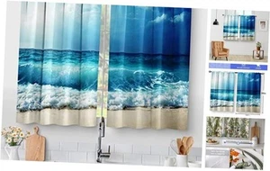 Beach Ocean Sea Kitchen Curtains - Country 28"W x 36"L (Pack of 2) Beach 1 - Picture 1 of 6