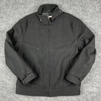 Perry Ellis Jacket Mens M Black Wool Blend Zip Up Stand Collar Dressy Outerwear - Image 1 of 4