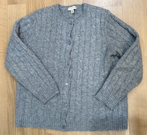 Appleseed's Strickjacke Damen XL grau 100% Wolle Pullover Zopfmuster klassisch adrett - Bild 1 von 5