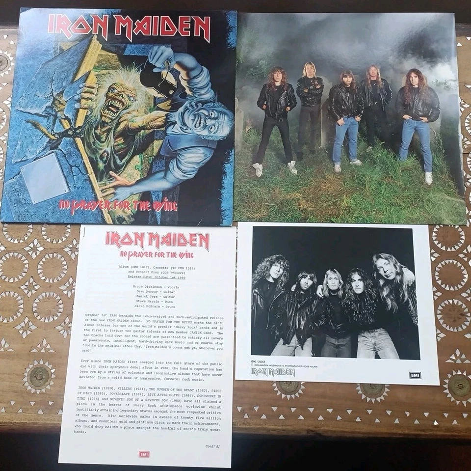 IRON MAIDEN RARE No Prayer For The Dying  Vinyl  &  Promo Photo & Press Sheet EX - Image 1 of 2