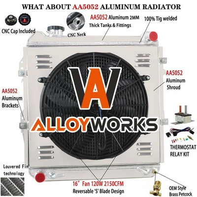 3-Row Aluminum Radiator Shroud Fan For 1988-1995 Toyota Pickup 4Runner 3.0L V6 - Image 1 of 4