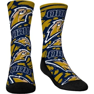 Youth Rock Em Socks Oral Roberts Golden Eagles Allover Logo & Paint Crew Socks - Picture 1 of 1