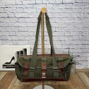 Bolso de Lona Orvis Vintage Verde Marrón Lona Cuero Latón Battenkill Llevar a Mano - Imagen 1 de 16