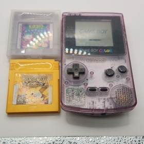 Nintendo Game Boy Color Purple Console with Pok&eacute;mon Yellow & Kirby's Pinball La&hellip;