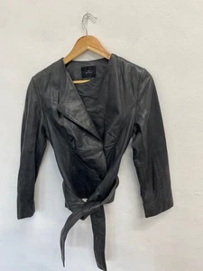 Fabulous F&F Collection y2k Leather jacket Uk 8 Black BT001 - Picture 1 of 5