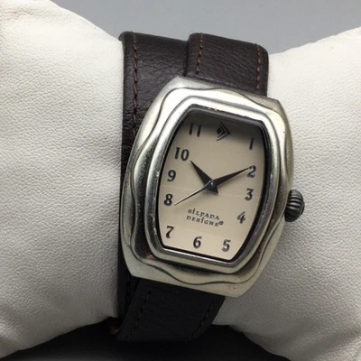 Reloj Mujer Silpada Designs Tono Plateado Negro Envolvente Correa Cuero Batería Nueva Foto 1 de 4