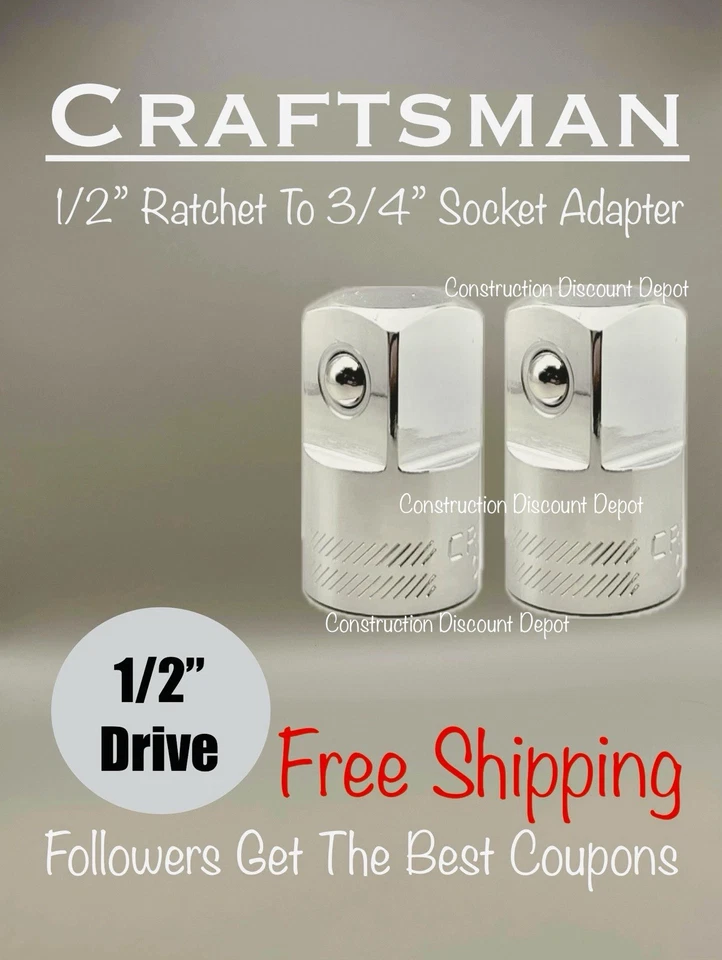 2 PACK Craftsman  1/2" Drive to 3/4" ratchet wrench socket adapter CMMT99223 - Image 1 of 1