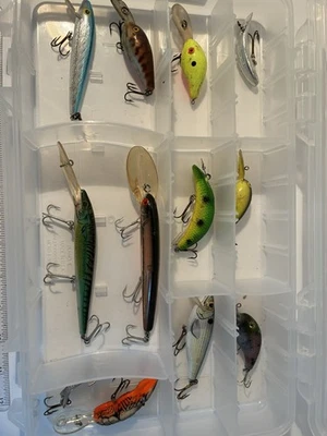 Plano Stowaway Organizer With 12 Vintage Fishing Lures. Rebel. Unknown - Image 1 of 4