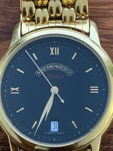Exquisite Swiss West End Sowan Black Date Dial Quartz Gents Bracelet Watch -34mm - Picture 1 of 4