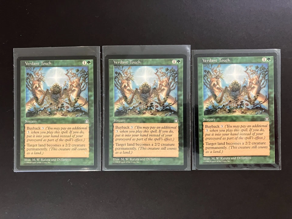3 x VERDANT TOUCH from Stronghold Magic the Gathering 1998 MTG Vintage Green - Image 1 of 1