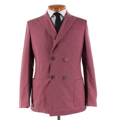 Traje Belvest Nuevo con Etiquetas Mezcla de Algodón Doble Pecho Dos Piezas 48R (38R EE. UU.) Rojo Baya Foto 1 de 4