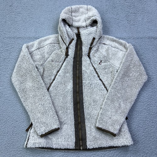 OFF WHITE Giacca da volo Kuhl donna M bianco sporco beige pile profondo pile teddy cappotto con cappuccio*