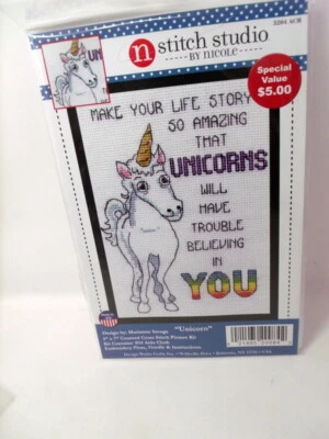 Design Works Amazing Life UNICORN Counted Cross Stitch Kit 5" x 7" - Image 1 of 3