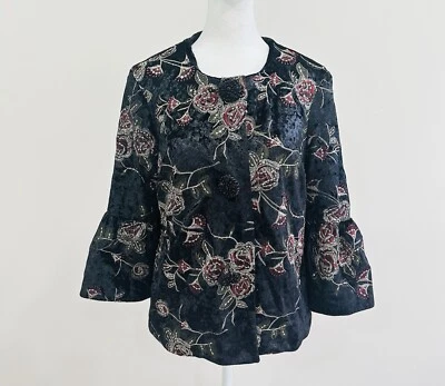 JM Collection 女式小号 PM 刺绣天鹅绒声明夹克 — 第 1/4 张图片