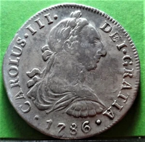 CARLOS III, 8 Reales, 1786, LIMA -MI, , KOLONIALSPANISCH, Silber, - Bild 1 von 2