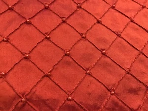 Deep Orange embroidery pearl beads 100% silk dupioni fabric 54” wide 1 yard - Picture 1 of 3