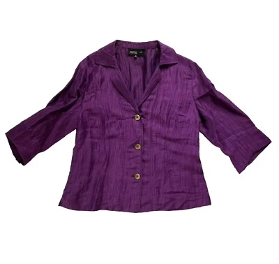 Nuevo sin etiquetas Jones New York Shaket para mujer 12 púrpura arrugado mezcla de lino clásico corpcore Foto 1 de 4