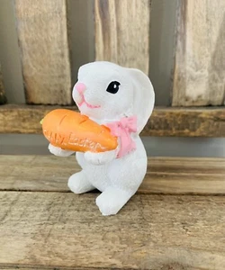 New! Small White Bunny & Carrot Easter Decor Spring Table Figurine Resin Rabbit - Picture 1 of 4