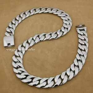 Enorme collar de acero inoxidable de cadena de eslabones pesados para hombre motociclista punk 5C005N BZ - Imagen 1 de 17