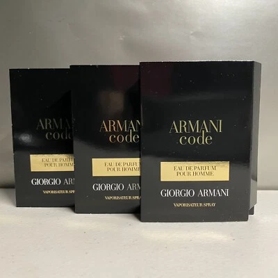 3x ARMANI CODE POUR HOMME GIORGIO ARMANI 0,04 oz / 1,2 ml ea EDP muestras en aerosol NUEVO Foto 1 de 2