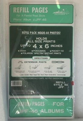 Pioneer XPando JPF-46 Pocket Photo Album 4x6 Archival Refills 5-Sheets 60-Photos - Image 1 of 2