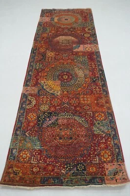 3 x 10 ft Red Turkish Mamluk Fine quality Hand knotted Transitional Runner Rug - Image 1 of 4