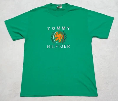 Camiseta Tommy Hilfiger De Colección M Bordada Cresta de León Verde Puntada Única Rara Foto 1 de 4
