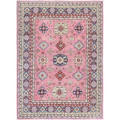 8'9"x11'8" Pink Kazak with Tribal Design Hand Knotted All Wool Oriental Rug R514 - Image 1 of 4
