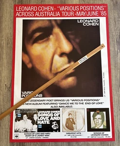 VINTAGE POSTER: LEONARD COHEN Australian TOUR '85 (Original InStore 1985) - Picture 1 of 6