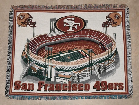Danbury Mint San Francisco 49ERS Tapestry Throw Blanket 62 1/2" by 48" Cover