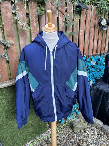 Cappotto giacca Love Moschino blu verde con cappuccio color block GB42 Large L