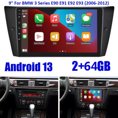 Para BMW Serie 3 E90 M3 328i 335i Android 14 CarPlay Coche Estéreo GPS Navegación Radio 2+64GB Foto 1 de 4