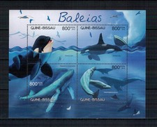 F7 GUINEA BISSAU BALENE CETACEI ANIMALI MARINI foglietto NUOVO