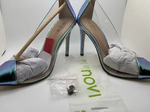 CALL IT SPRING transparent stiletto heels with iridescent part size 6.5 US - Picture 1 of 13